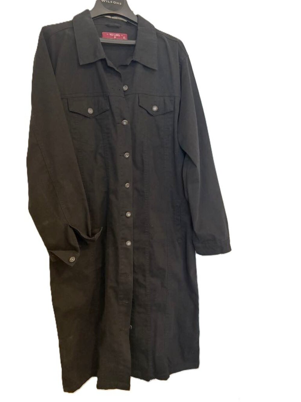 Black Maxi Denim Duster Coat - Red Label by Patrol Jeans Sz XL